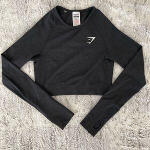 Gymshark Black / Dark Gray Charcoal Long Sleeve Crop Top